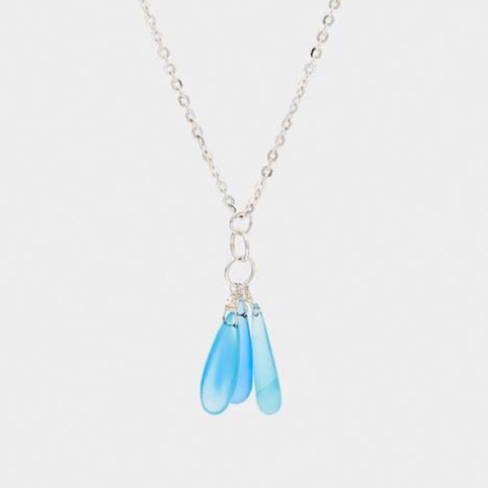 Ice Blue Chalcedony Cluster Pendant